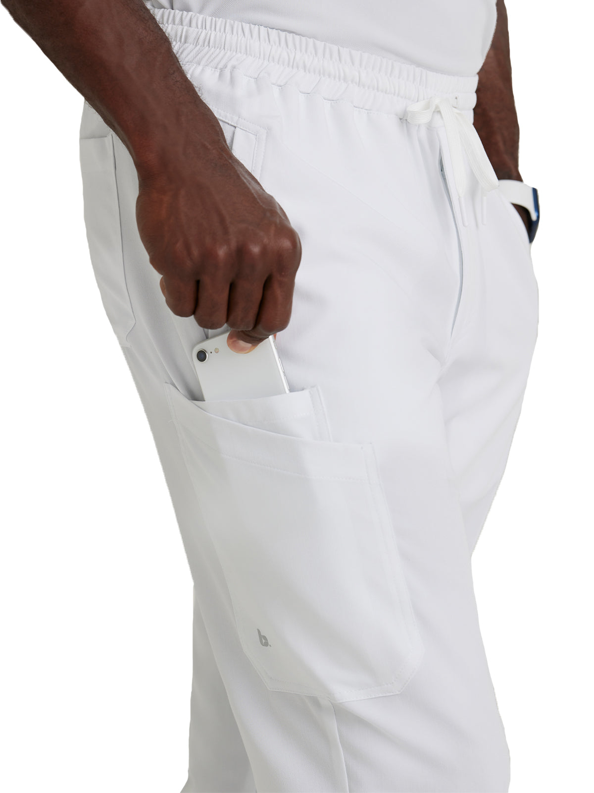 Men's Rib Cuff Jogger Style Scrub Pant - BUP602 - White