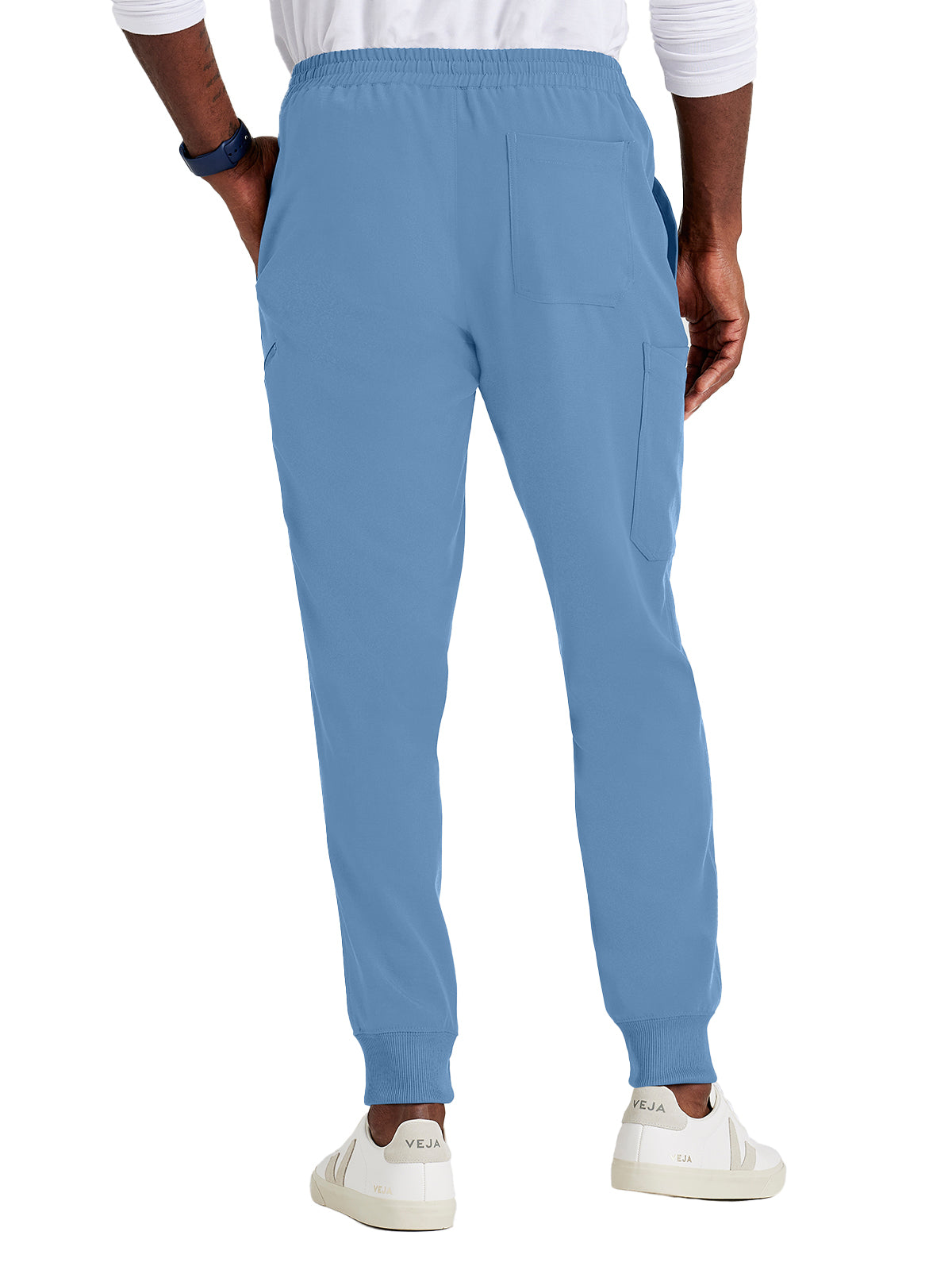 Men's Rib Cuff Jogger Style Scrub Pant - BUP602 - Ciel Blue