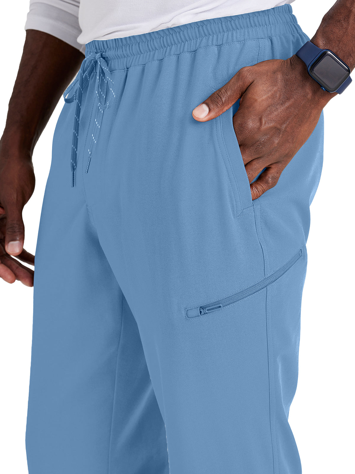 Men's Rib Cuff Jogger Style Scrub Pant - BUP602 - Ciel Blue