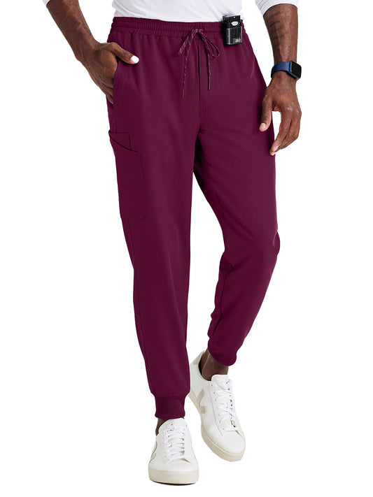 Men's Rib Cuff Jogger Style Scrub Pant - BUP602 - Wine