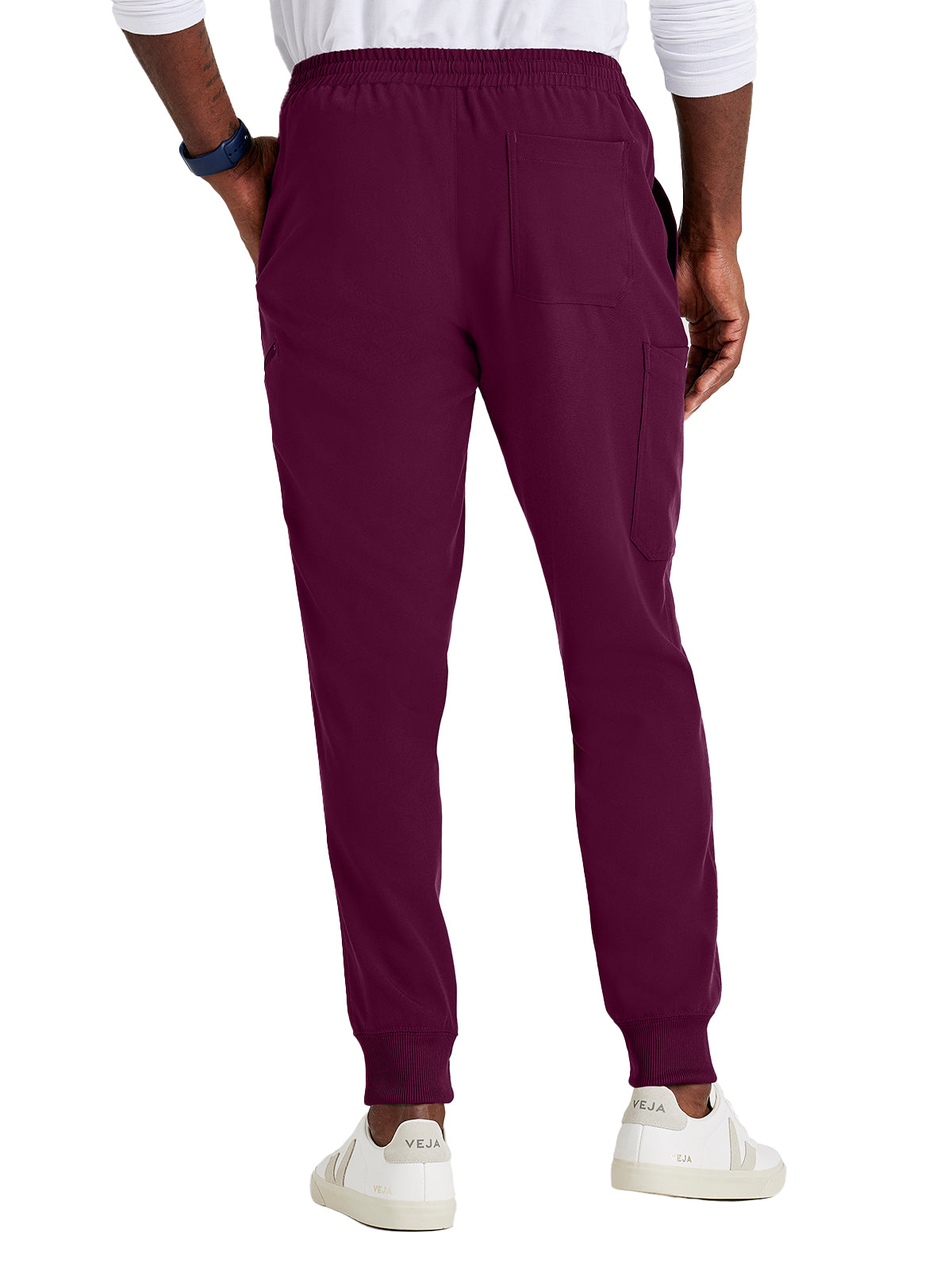 Men's Rib Cuff Jogger Style Scrub Pant - BUP602 - Wine