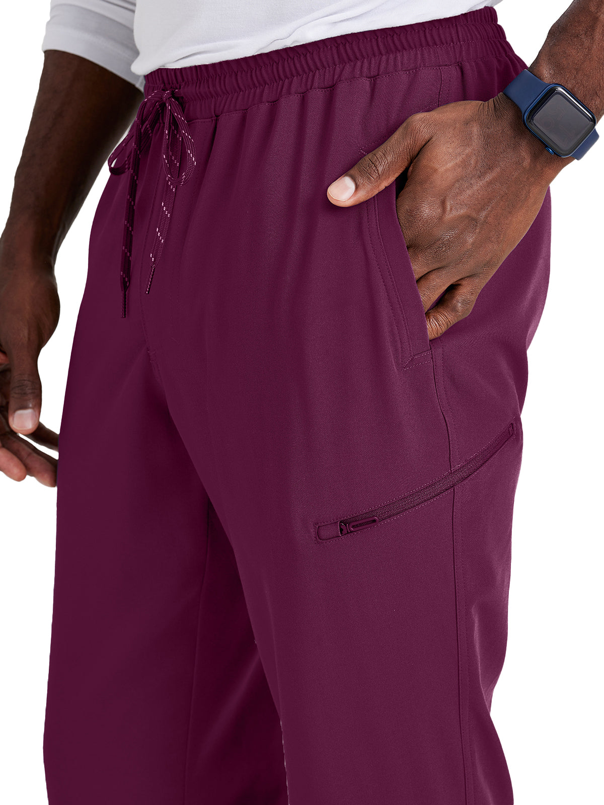 Men's Rib Cuff Jogger Style Scrub Pant - BUP602 - Wine