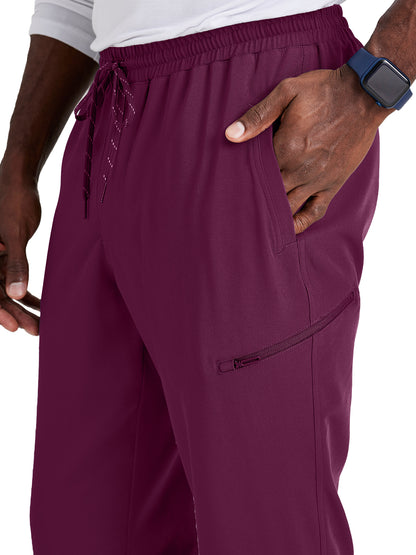 Men's Rib Cuff Jogger Style Scrub Pant - BUP602 - Wine