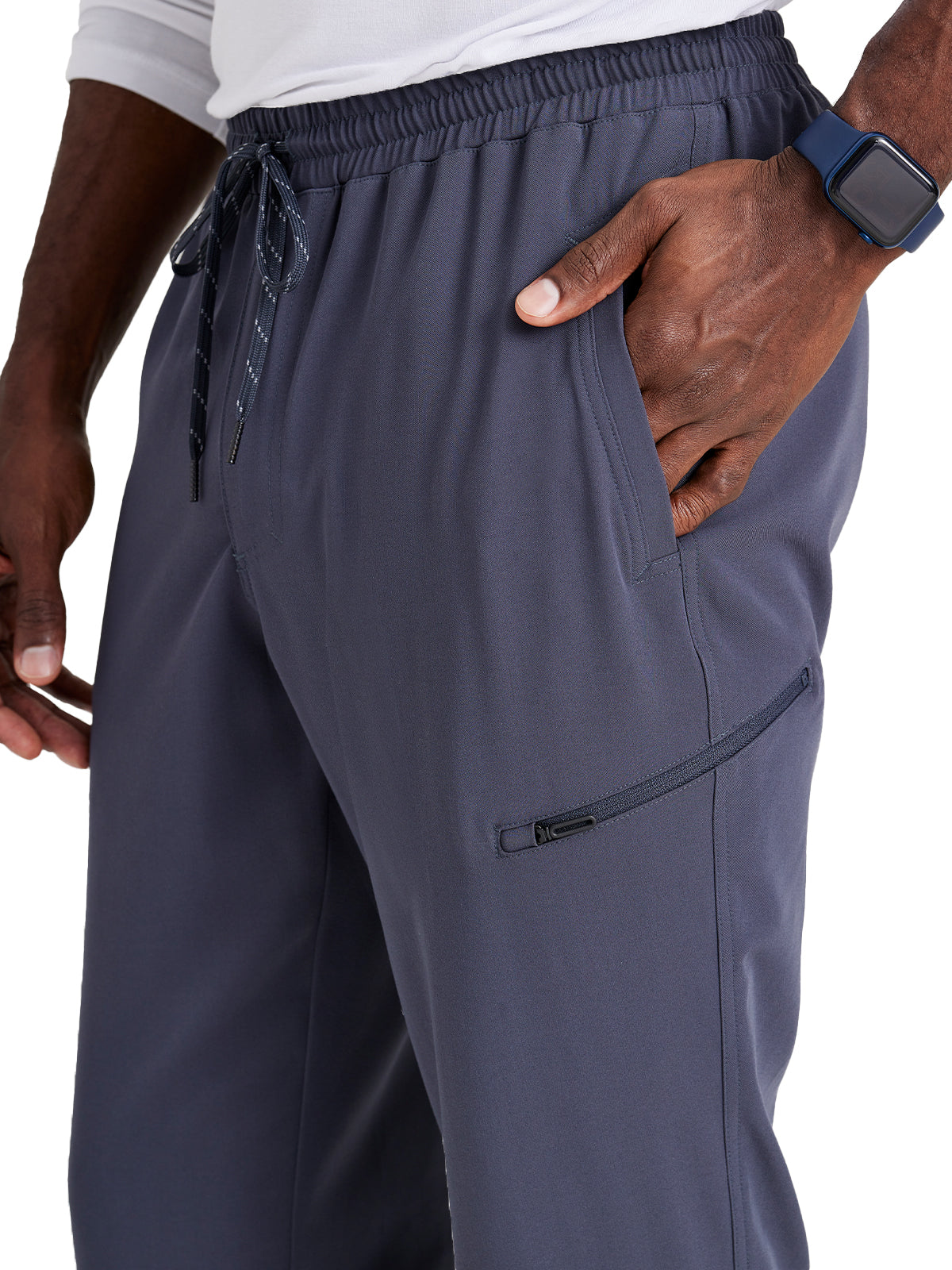 Men's Rib Cuff Jogger Style Scrub Pant - BUP602 - Steel