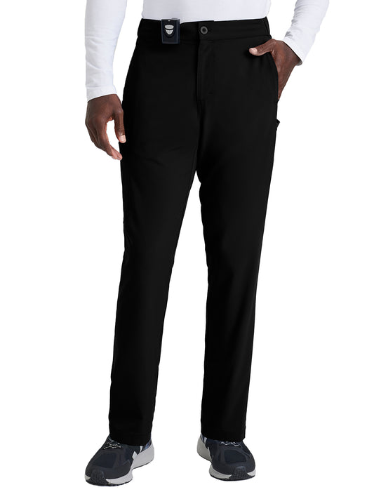 Men's 7 Pocket Button Slim Straight Scrub Pant - BUP628 - Black