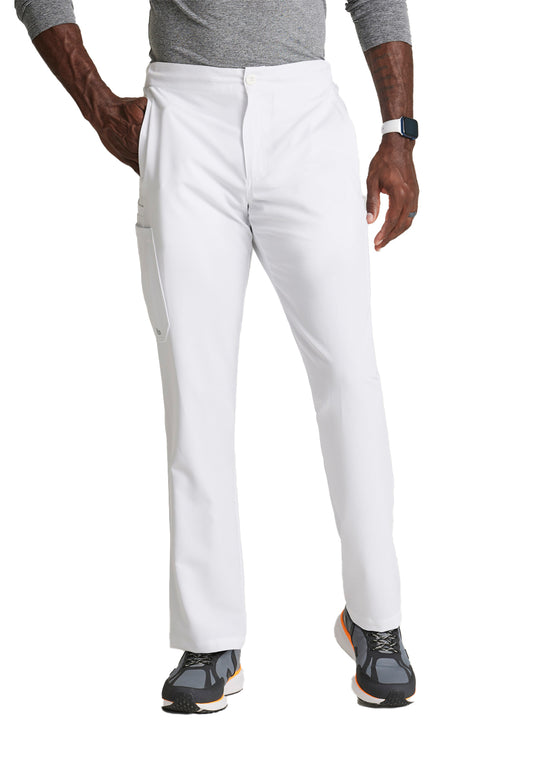 Men's 7 Pocket Button Slim Straight Scrub Pant - BUP628 - White