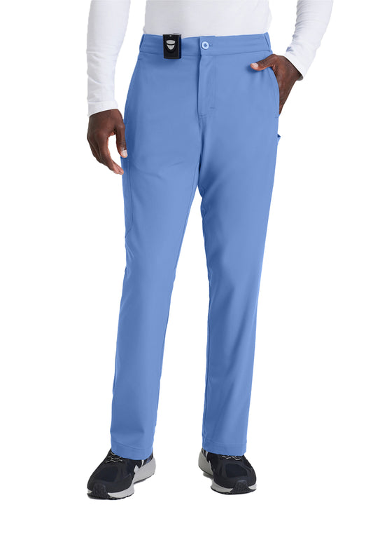 Men's 7 Pocket Button Slim Straight Scrub Pant - BUP628 - Ciel Blue