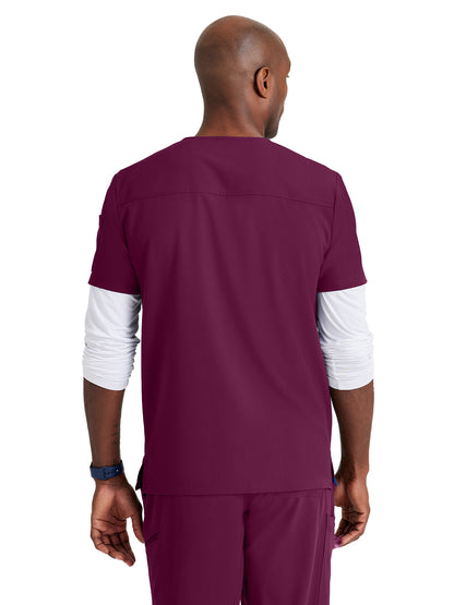 Men's Classic V-Neck Scrub Top - BUT153 - Wine