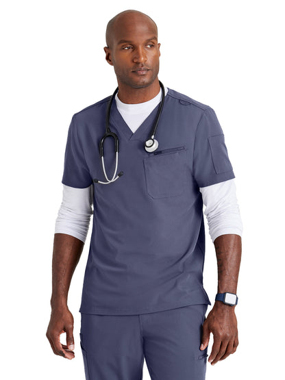 Men's Classic V-Neck Scrub Top - BUT153 - Steel