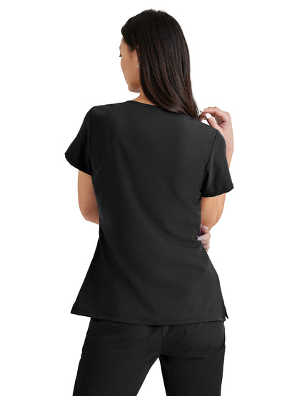 Women's Tool Strip Detail Scrub Top - BUT167 - Black