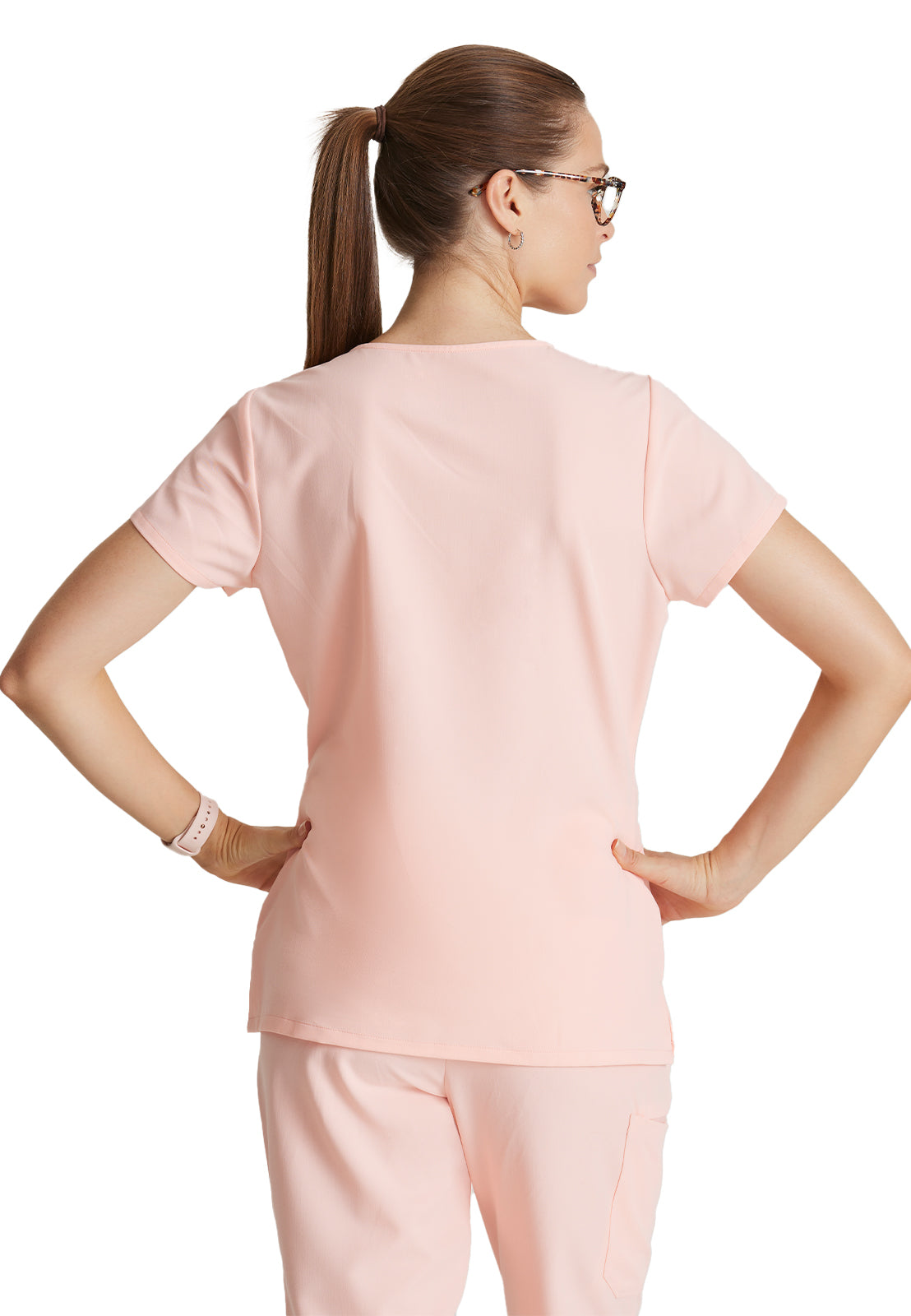 Women's Tool Strip Detail Scrub Top - BUT167 - Light Peach