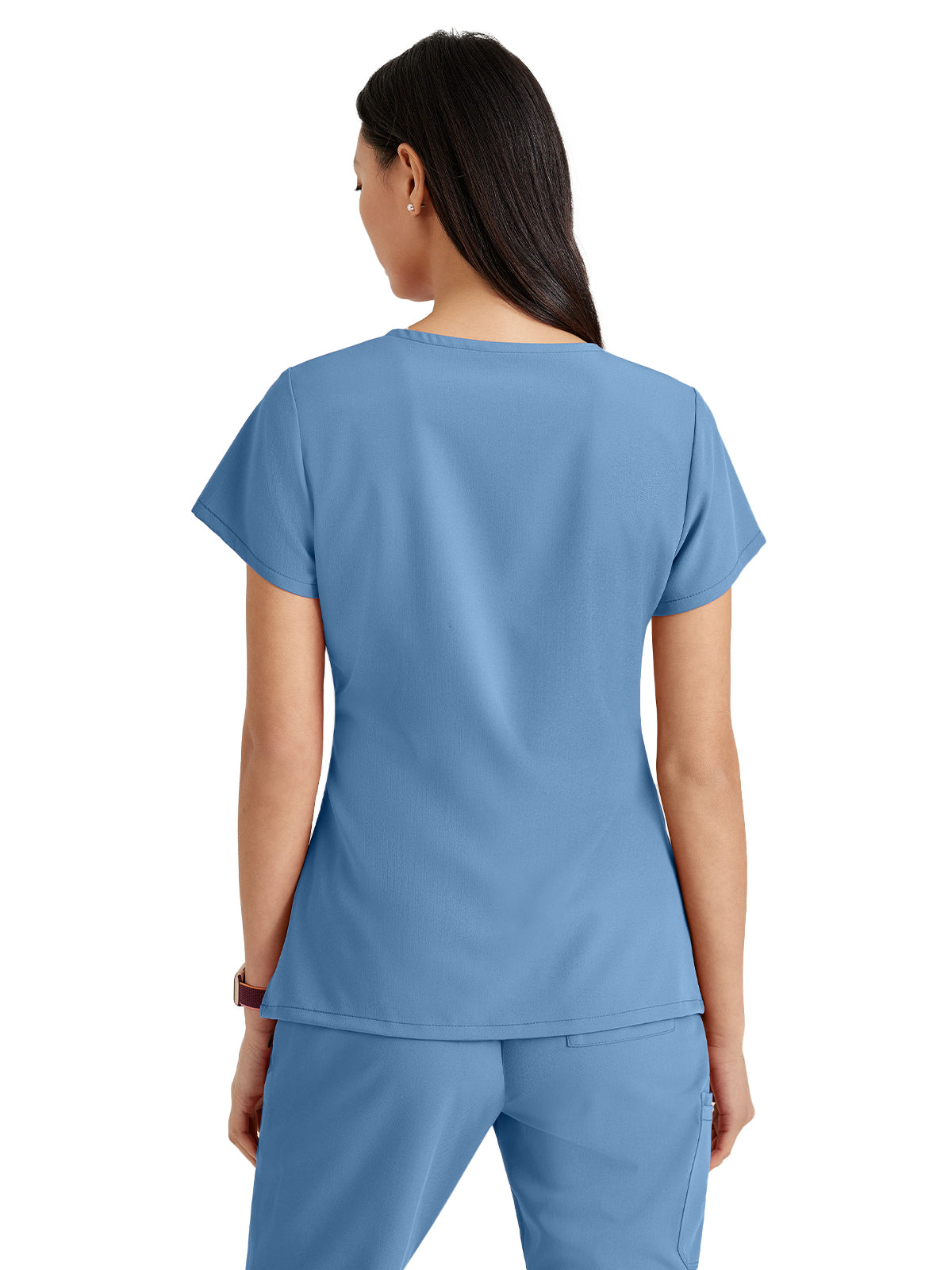 Women's Tool Strip Detail Scrub Top - BUT167 - Ciel Blue