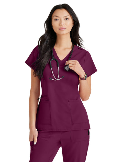 Women's Tool Strip Detail Scrub Top - BUT167 - Wine