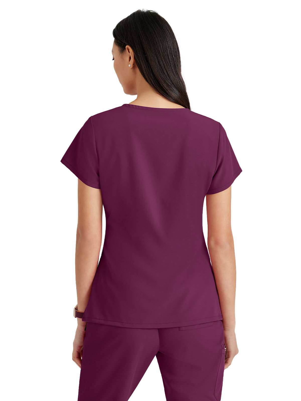 Women's Tool Strip Detail Scrub Top - BUT167 - Wine