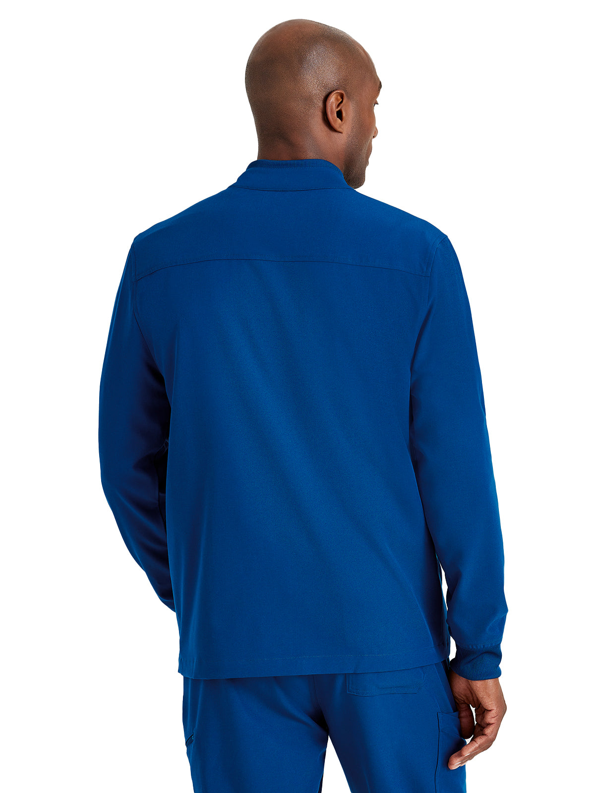 Men's Rib Trimmed Mock Neck Scrub Jacket - BUW881 - New Royal