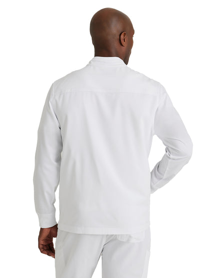 Men's Rib Trimmed Mock Neck Scrub Jacket - BUW881 - White