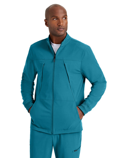 Men's Rib Trimmed Mock Neck Scrub Jacket - BUW881 - Bahama