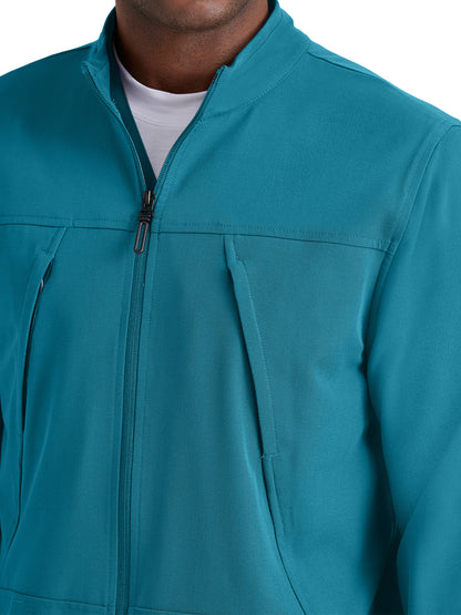 Men's Rib Trimmed Mock Neck Scrub Jacket - BUW881 - Bahama