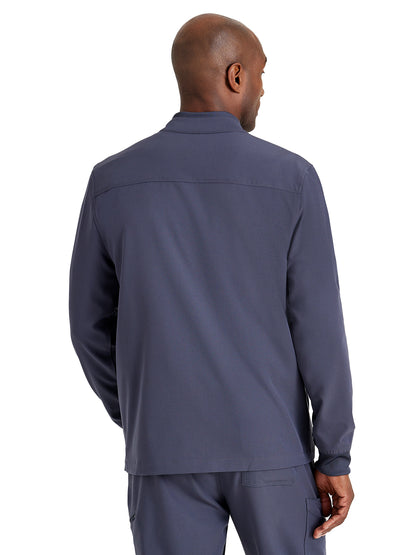 Men's Rib Trimmed Mock Neck Scrub Jacket - BUW881 - Steel