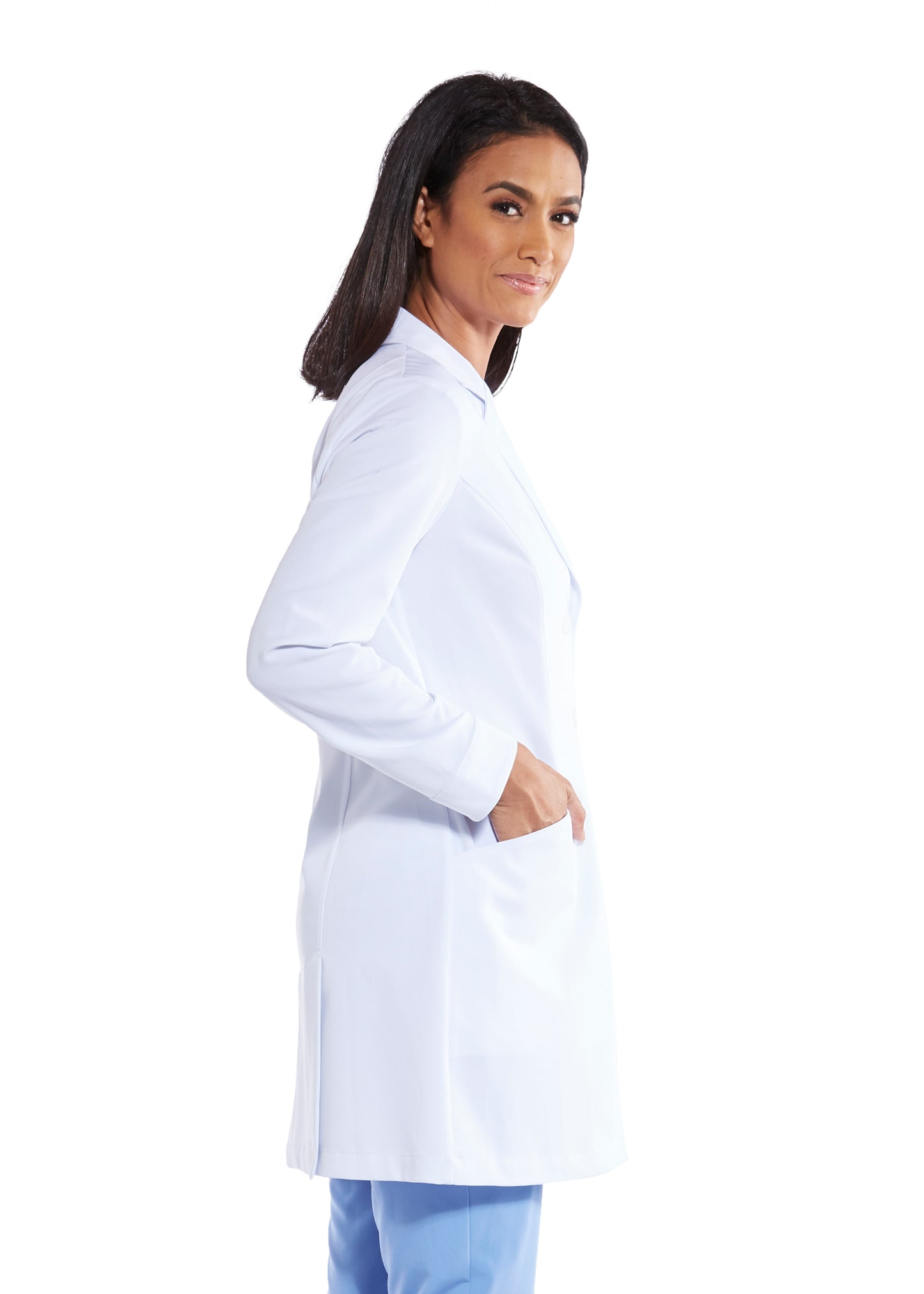 Women's Two-Pocket Princess Seam 34"  Eve Lab Coat - GNC001 - White