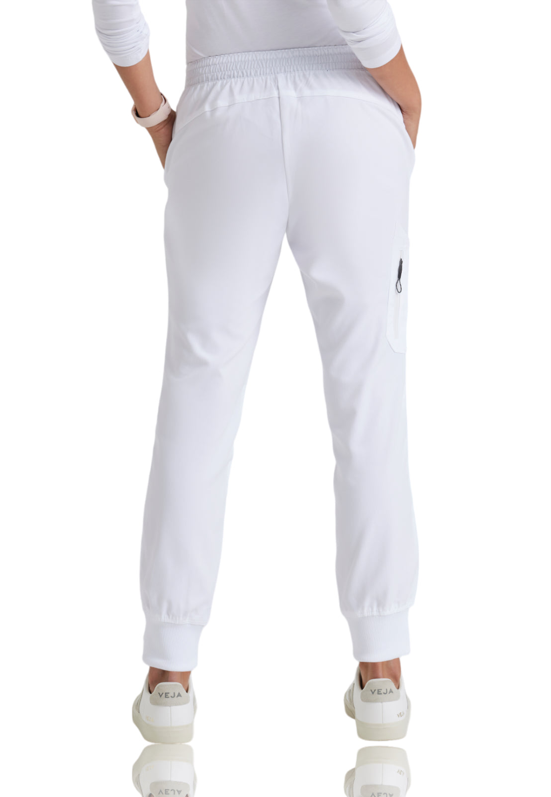 Women's Drawcord Waistband Kira Scrub Pant - GRP534 - White