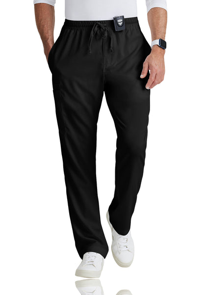 Men's Elastic Waistband With Contrast Drawcord Evan Scrub Pant - GRP558 - Black