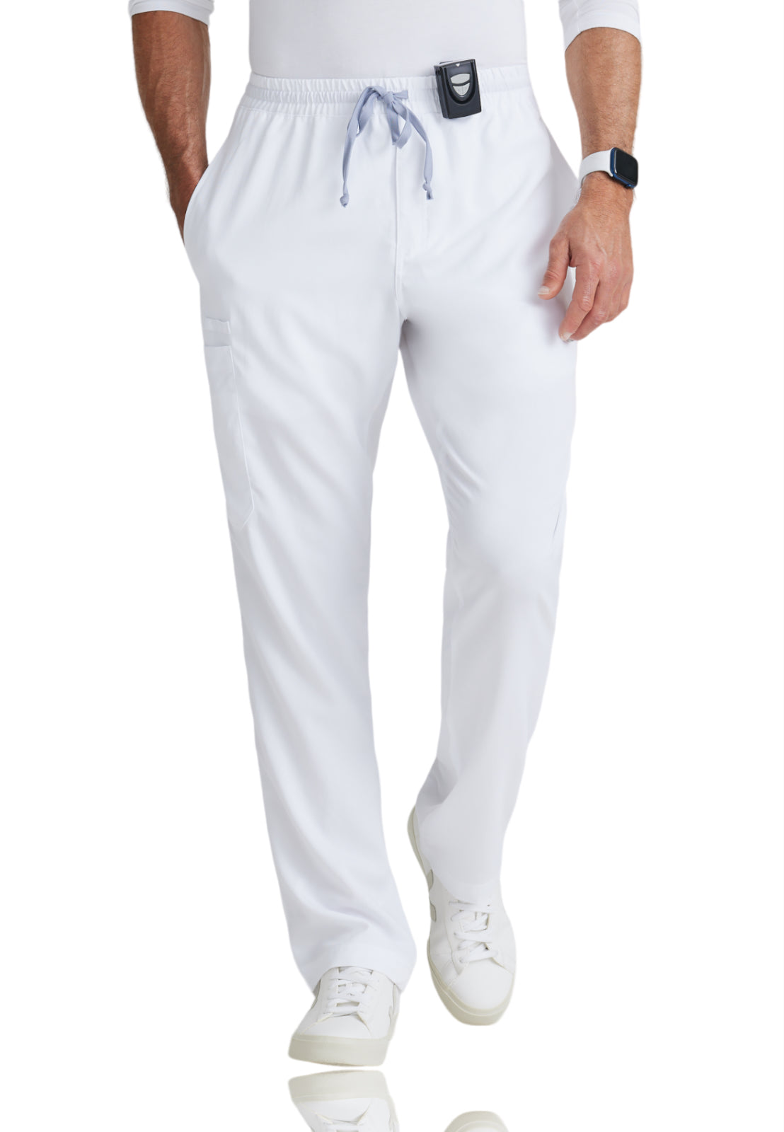 Men's Elastic Waistband With Contrast Drawcord Evan Scrub Pant - GRP558 - White