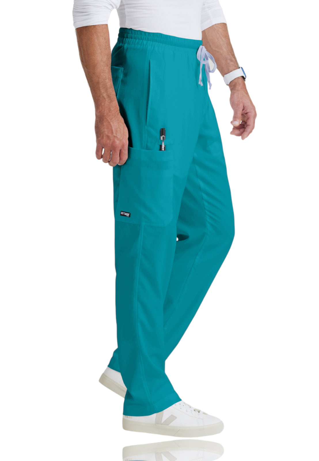 Men's Elastic Waistband With Contrast Drawcord Evan Scrub Pant - GRP558 - Teal