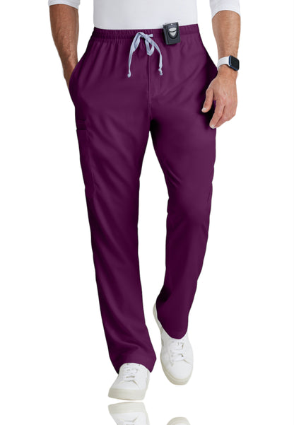 Men's Elastic Waistband With Contrast Drawcord Evan Scrub Pant - GRP558 - Wine