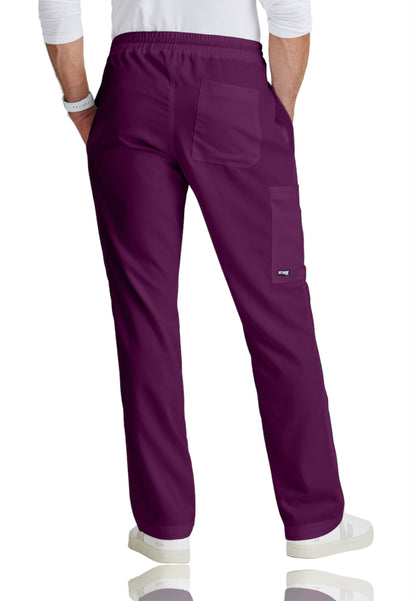 Men's Elastic Waistband With Contrast Drawcord Evan Scrub Pant - GRP558 - Wine