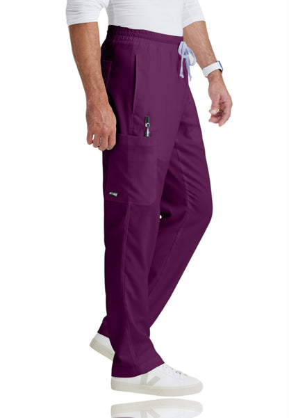 Men's Elastic Waistband With Contrast Drawcord Evan Scrub Pant - GRP558 - Wine