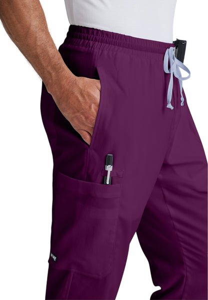 Men's Elastic Waistband With Contrast Drawcord Evan Scrub Pant - GRP558 - Wine