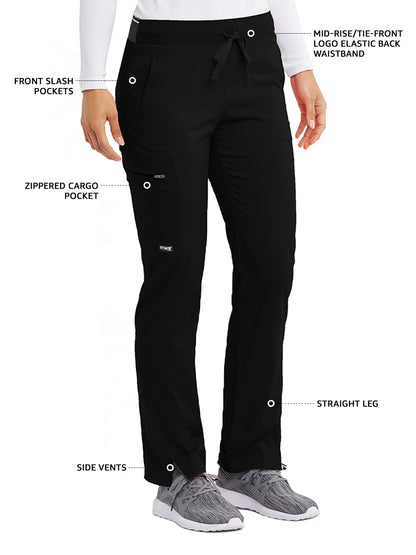 Women's Zip Cargo Pocket Kim Scrub Pant - GRSP500 - Black