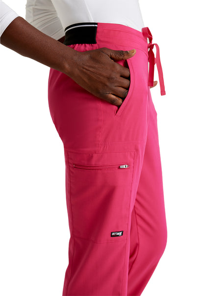 Women's Zip Cargo Pocket Kim Scrub Pant - GRSP500 - Vibrance Pink