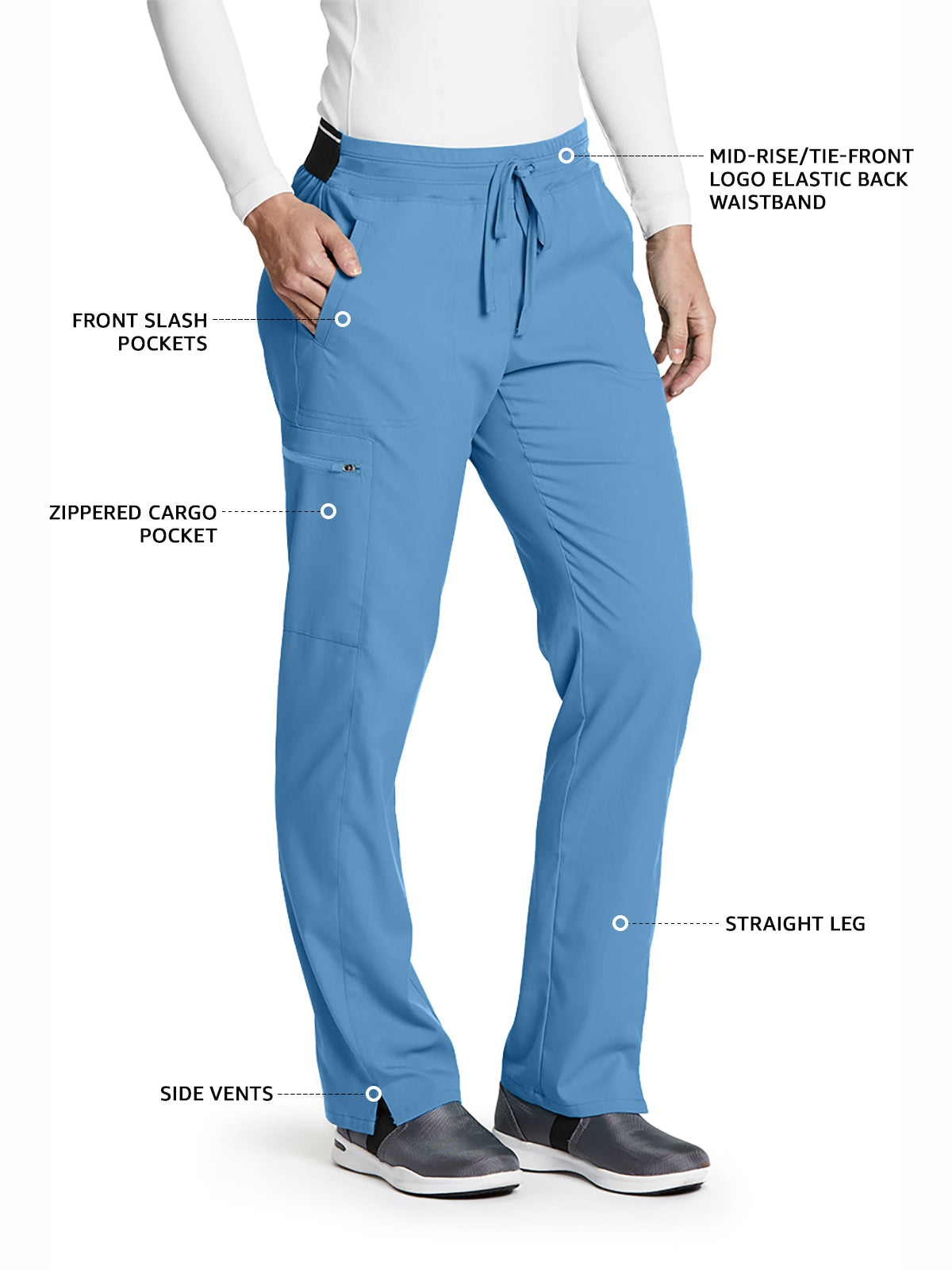 Women's Zip Cargo Pocket Kim Pant - GRSP500 - Ciel Blue