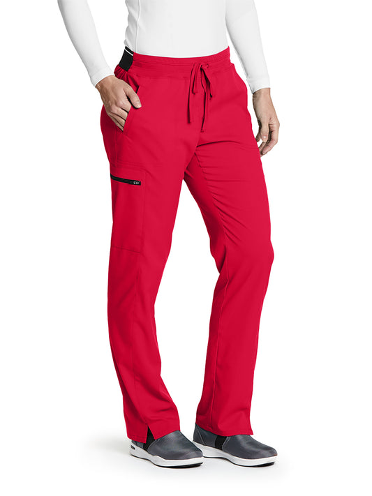 Women's Zip Cargo Pocket Kim Scrub Pant - GRSP500 - Scarlet Red
