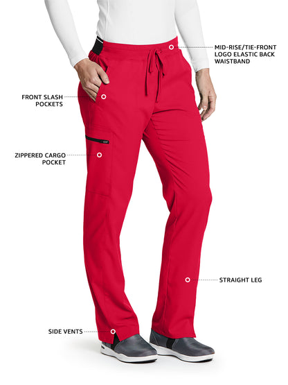 Women's Zip Cargo Pocket Kim Scrub Pant - GRSP500 - Scarlet Red