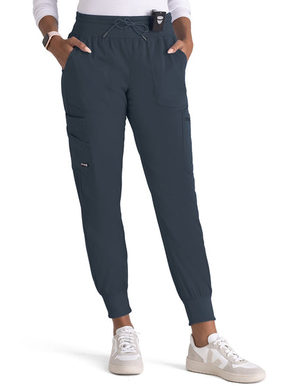 Women's 7-Pocket Carly Jogger Scrub Pant - GRSP527 - Steel