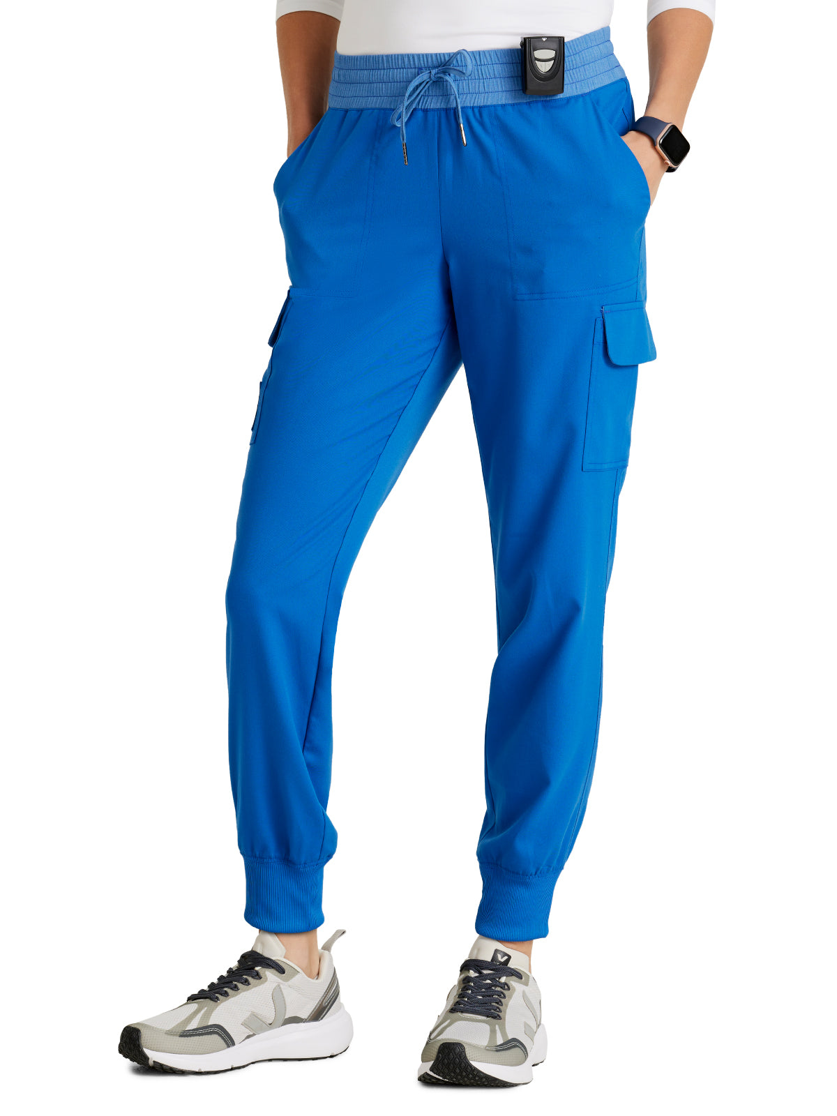 Women's Amelia 5-Pocket Two-Tone Mid-Rise Jogger Scrub Pant - GRSP639 - New Royal