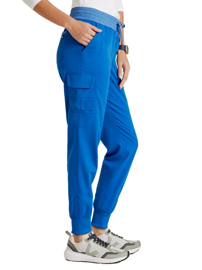 Women's Amelia 5-Pocket Two-Tone Mid-Rise Jogger Scrub Pant - GRSP639 - New Royal