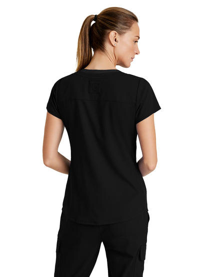 Women's Meredith 4-Pocket Two-Tone V-Neck Scrub Top - GRST194 - Black