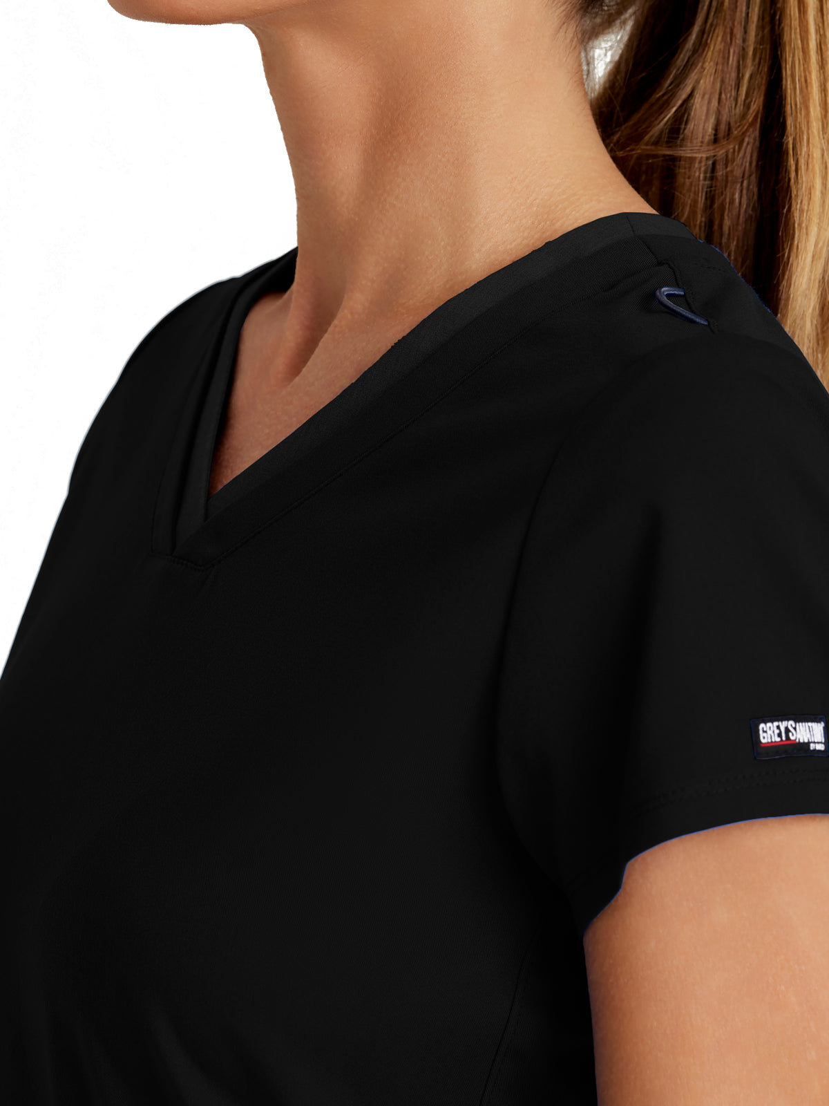 Women's Meredith 4-Pocket Two-Tone V-Neck Scrub Top - GRST194 - Black