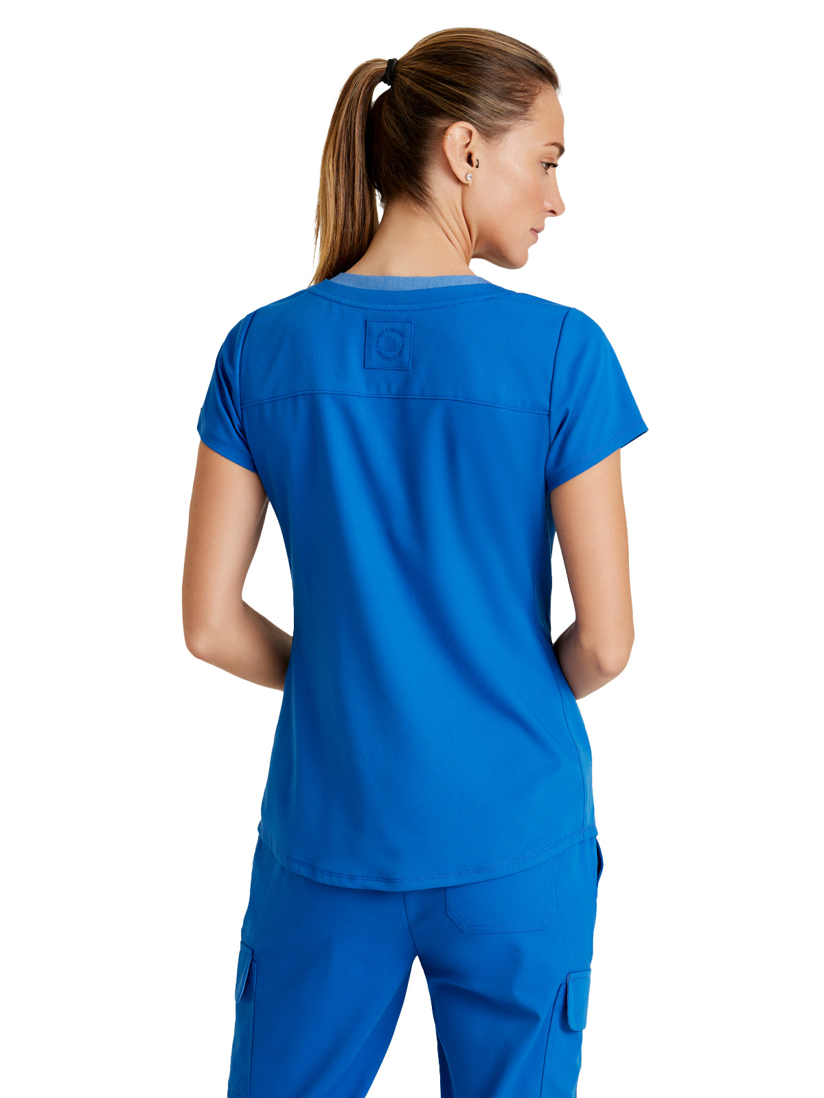 Women's Meredith 4-Pocket Two-Tone V-Neck Scrub Top - GRST194 - New Royal