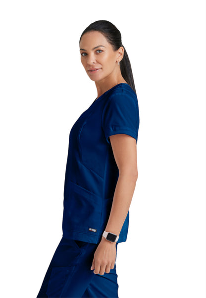 Women's V-Neck Kira Top - GRT049 - Indigo (Navy)