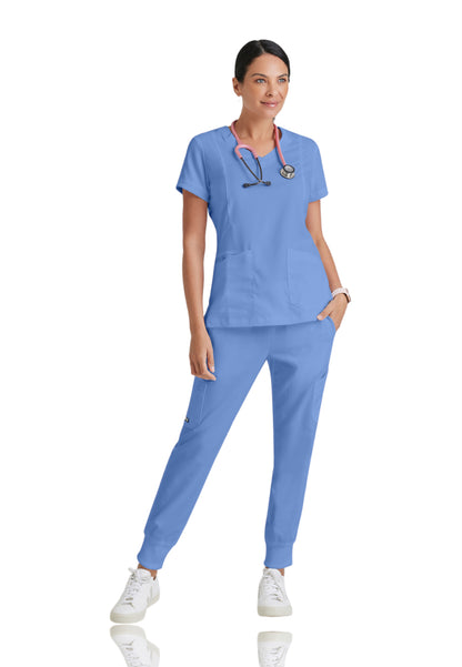 Women's V-Neck Kira Top - GRT049 - Ciel Blue