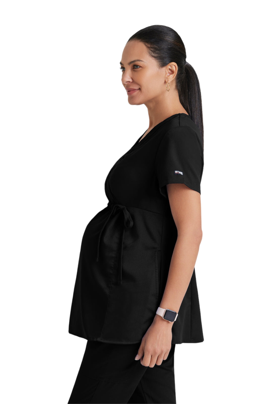 Women's Mock Wrap Lilah Maternity Top - GRT094 - Black