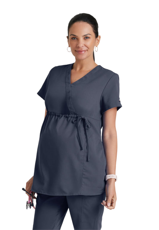 Women's Mock Wrap Lilah Maternity Top - GRT094 - Steel