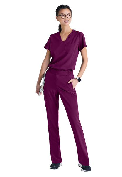 Women's Six-Pocket Tapered Leg Cosmo Scrub Pant - GSSP627 - Wine