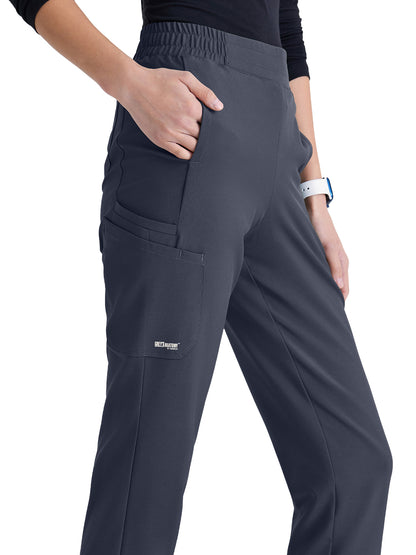 Women's Six-Pocket Tapered Leg Cosmo Scrub Pant - GSSP627 - Steel