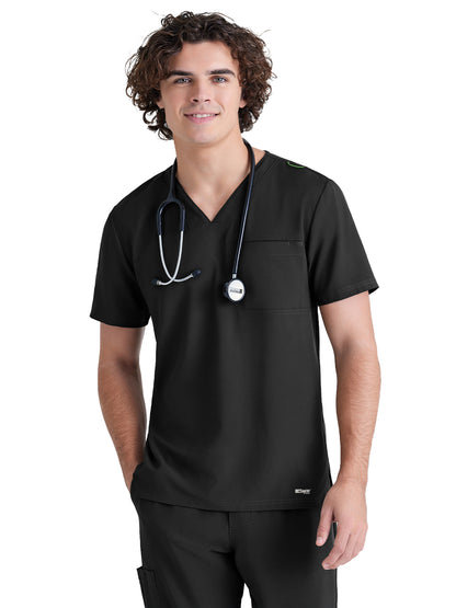 Men's Piped V-Neck Journey Scrub Top - GSST179 - Black